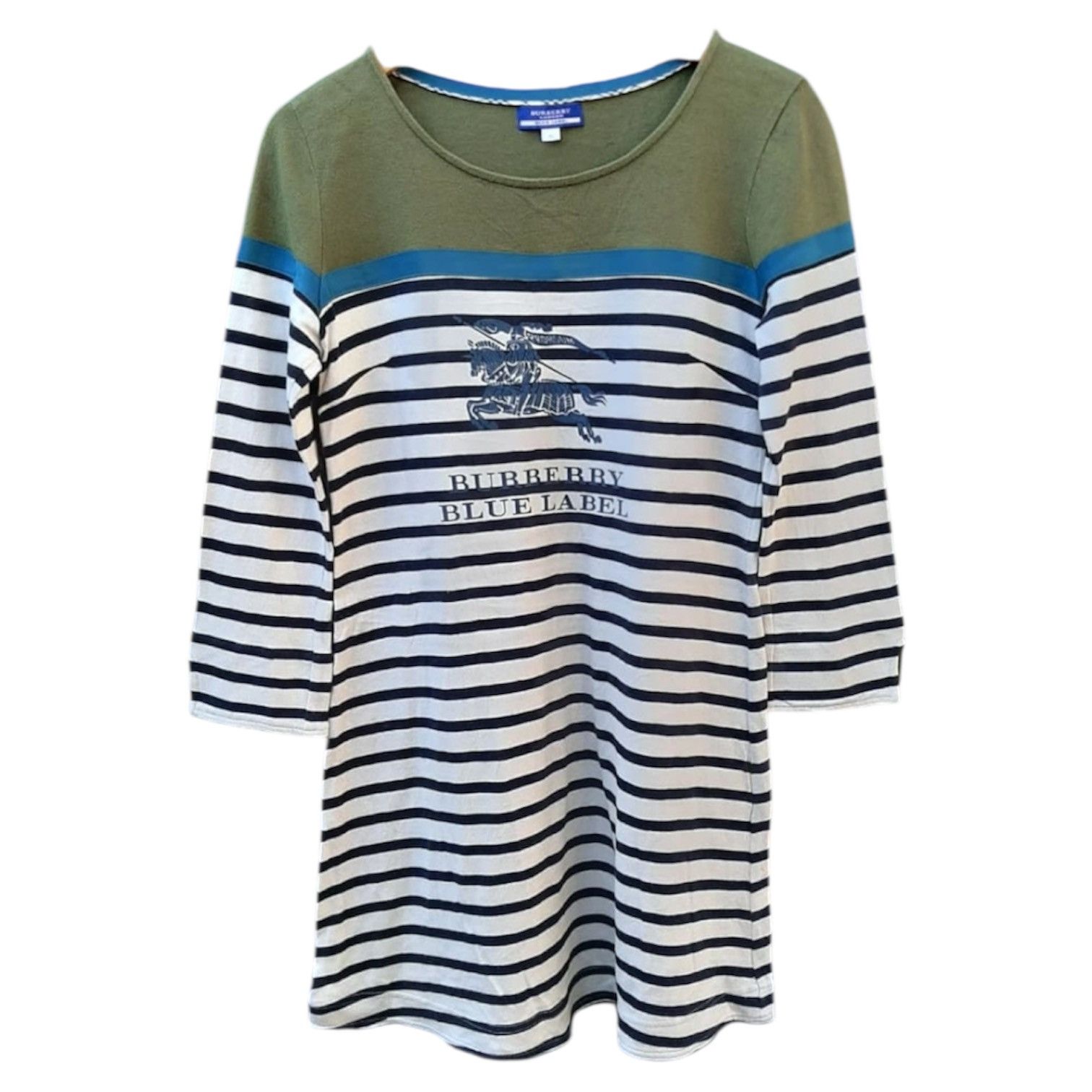 Burberry 2000s Burberry Blue Label Striped Midi Dress y2k Size US S / EU 44-46 / 1 - 1 Thumbnail