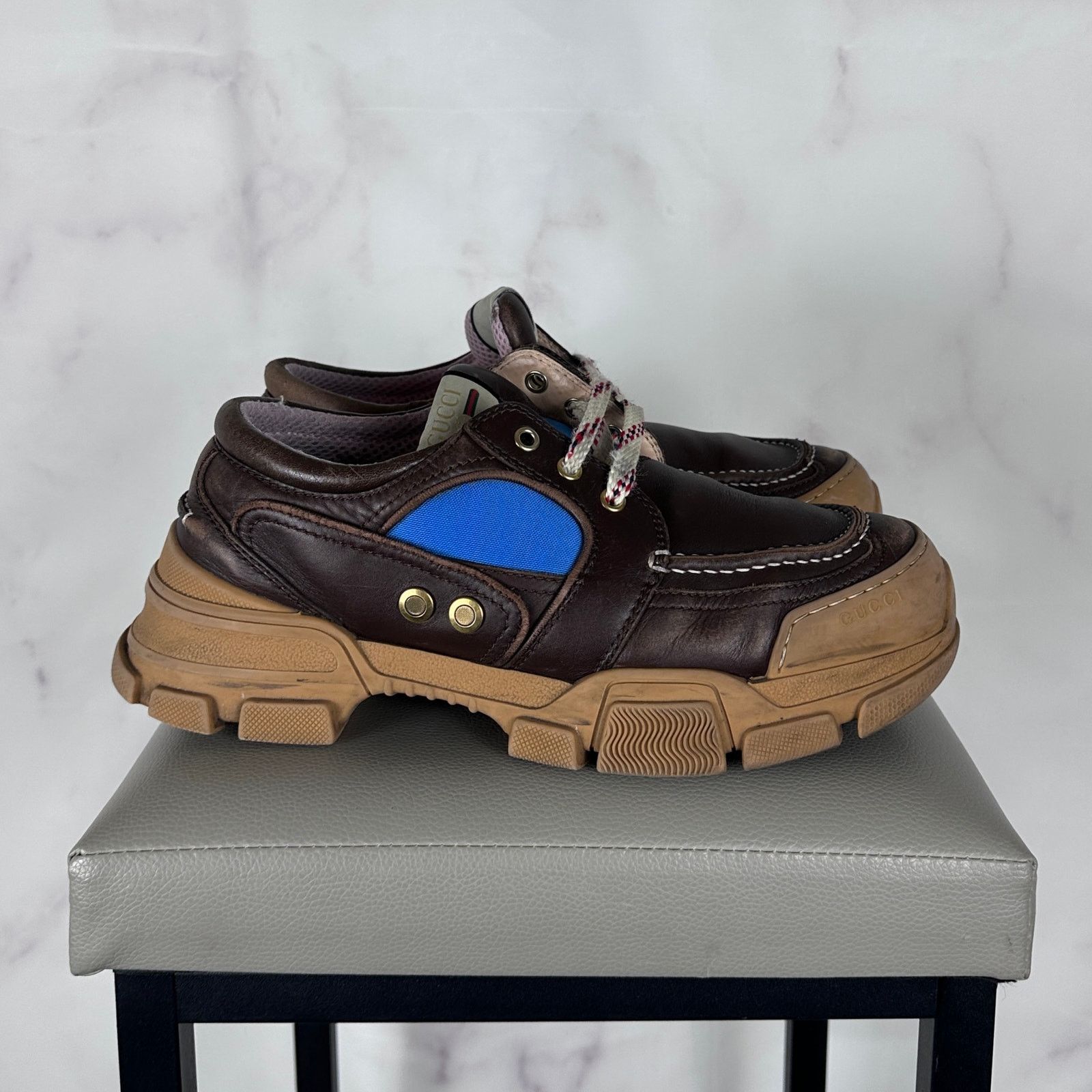 Gucci Boatrek Brown Leather Sneaker Size US 7 / EU 40 - 8 Thumbnail