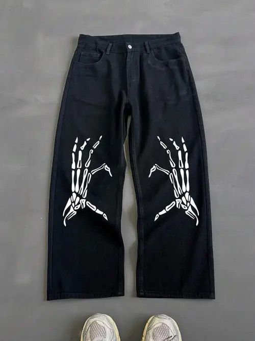 Jean × Vintage Baggy skate Y2K Street graphic drip jeans Size US 30 / EU 46 - 1 Thumbnail