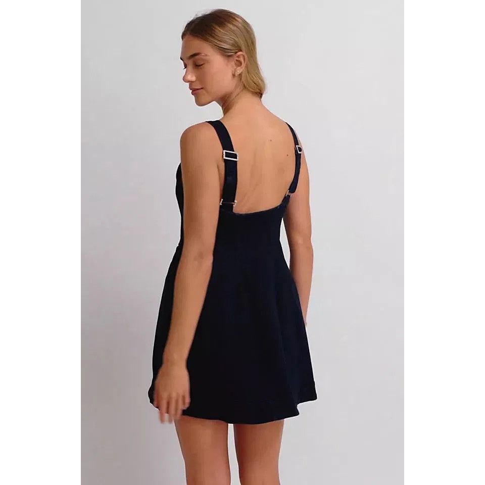 Free People New Gimme More Denim Mini Dress $148 X-LARGE Dark Blue Size XL / US 12-14 / IT 48-50 - 4 Thumbnail