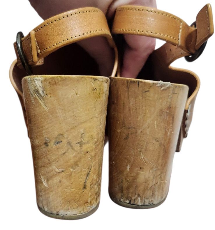 Sezane Sezane Dakota High Clogs Terracotta Wooden Buckle Chunky Size US 8 / IT 38 - 8 Thumbnail
