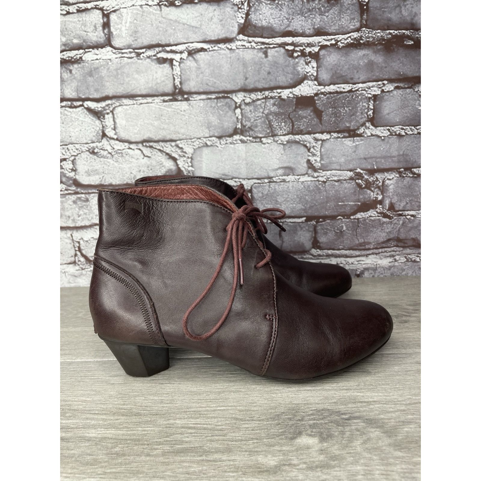 Camper Camper Alicante Brown Leather Lace Up Heel Ankle Boots Women Size US 7.5 / IT 37.5 - 3 Thumbnail