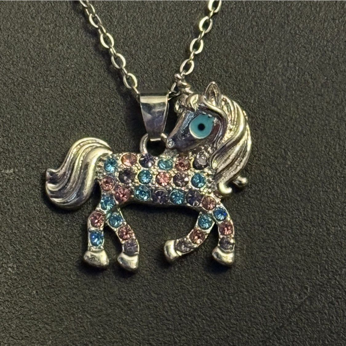 Other Silver tone multicolor rhinestone unicorn pendant necklace Size ONE SIZE - 2 Thumbnail