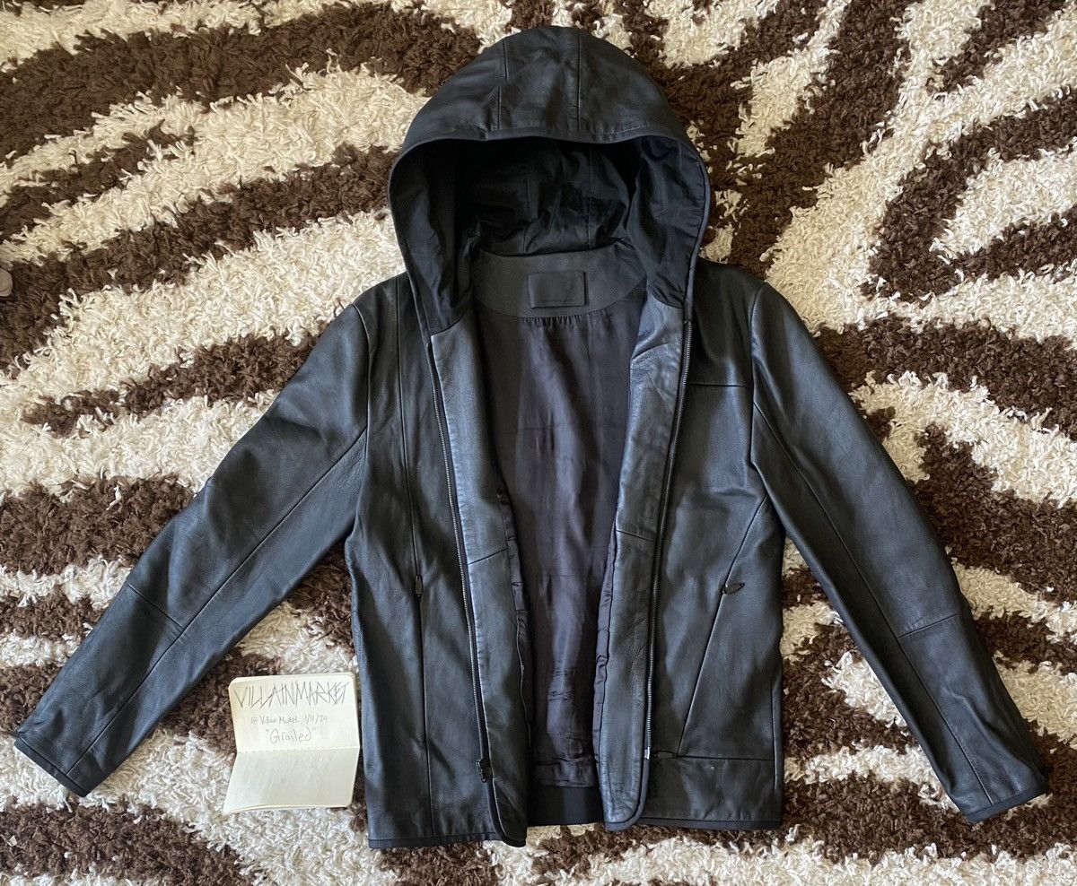 image of Alexander Wang Leather Hoodie in Black, Men's (Size Medium)
