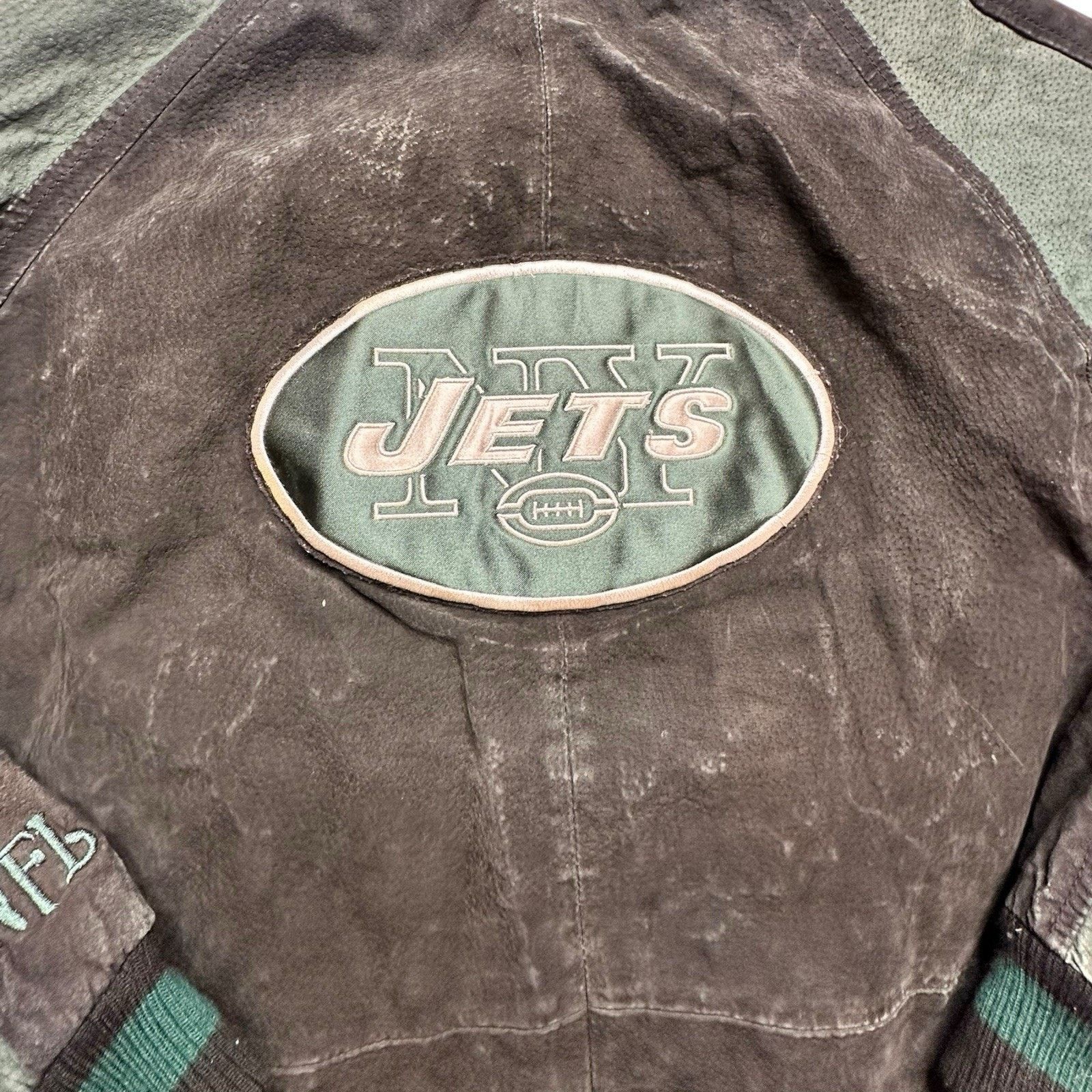 NFL Vintage 90’s NFL New York Jets Leather Jacket Size Large Size US L / EU 52-54 / 3 - 3 Thumbnail