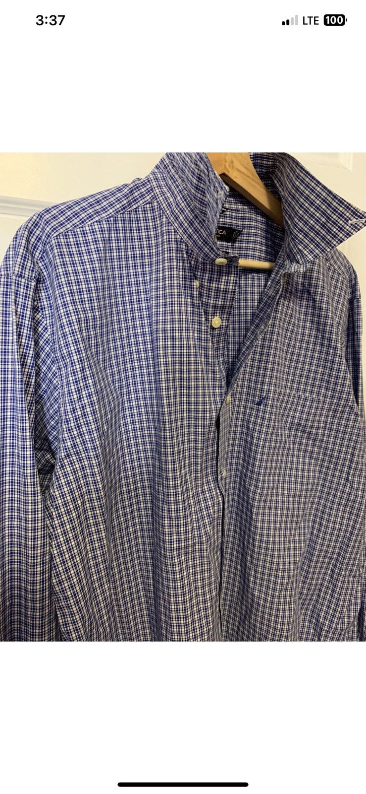 Nautica Nautica mens sz XL button shirt wrinkle resistant blue plaid Size US XL / EU 56 / 4 - 1 Thumbnail