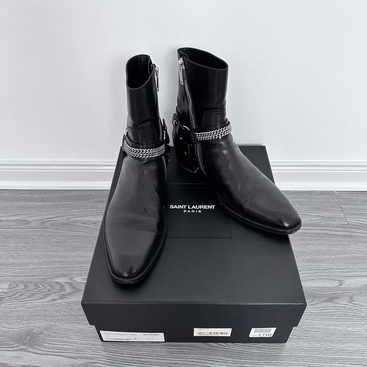 Saint Laurent Wyatt Harness Boot in Black