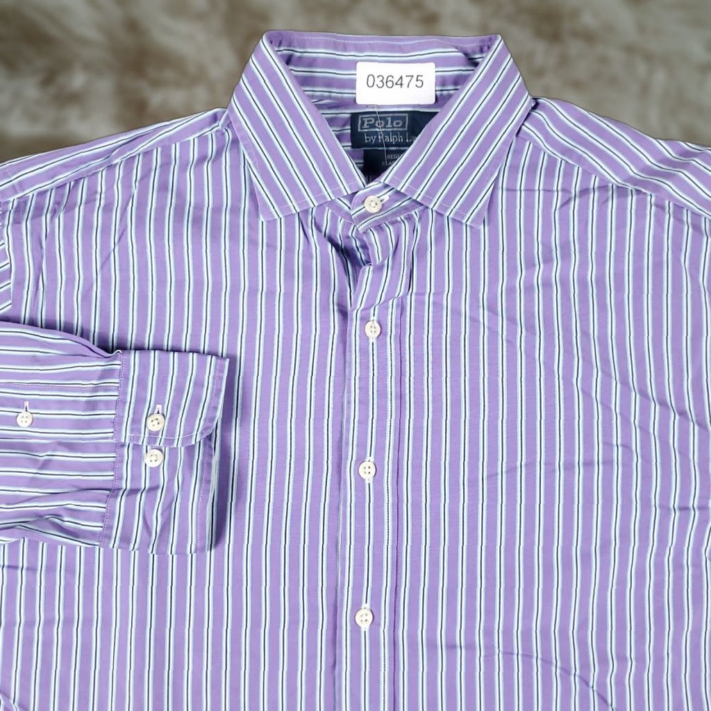 Ralph Lauren Ralph Lauren Dress Shirt Mens 17 Purple Striped Long Sleeve Button Down Classic Size 46R - 1 Thumbnail
