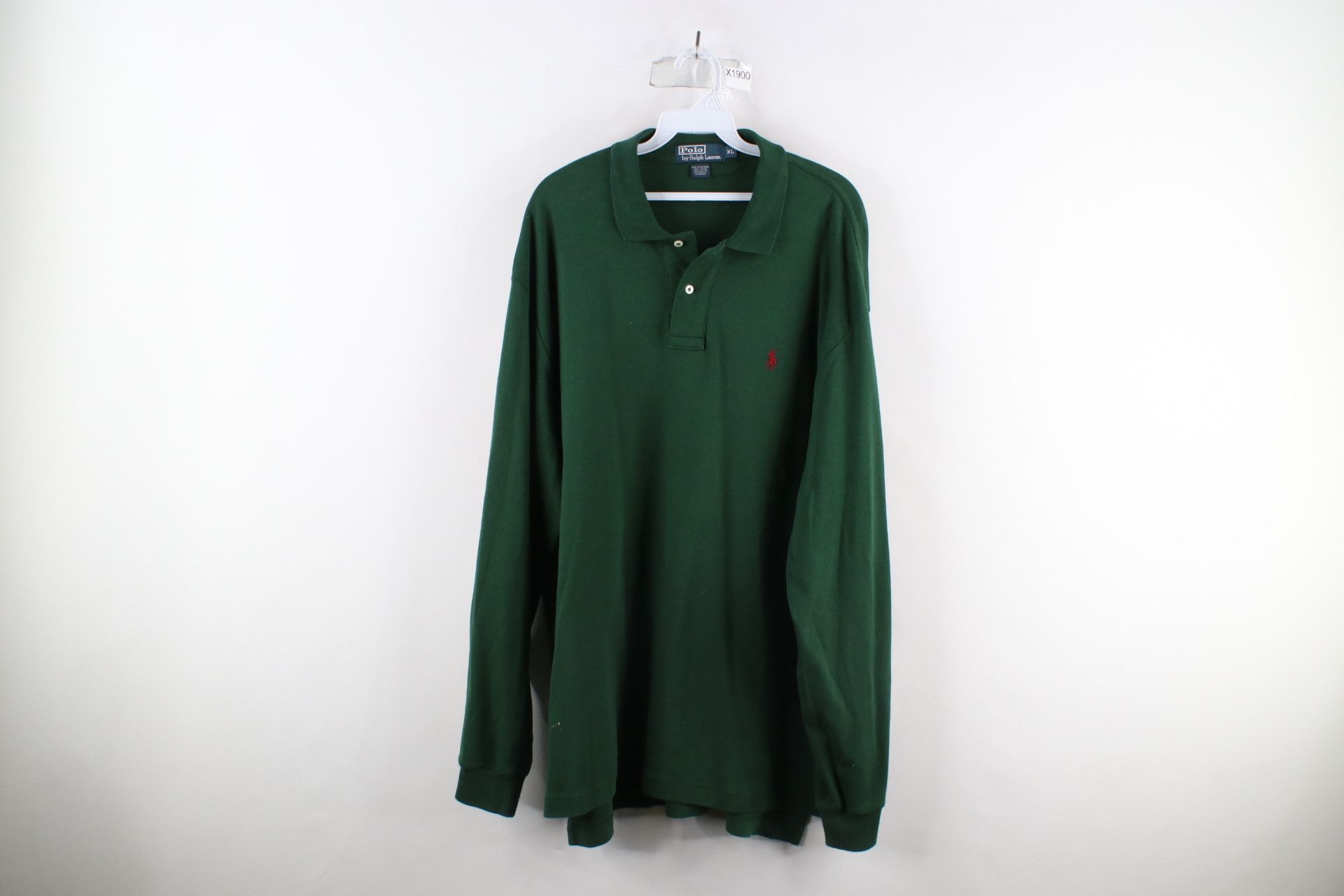 Ralph Lauren × Vintage Vintage 90s Ralph Lauren Long Sleeve Polo Shirt Hunter Green Size US XL / EU 56 / 4 - 1 Thumbnail