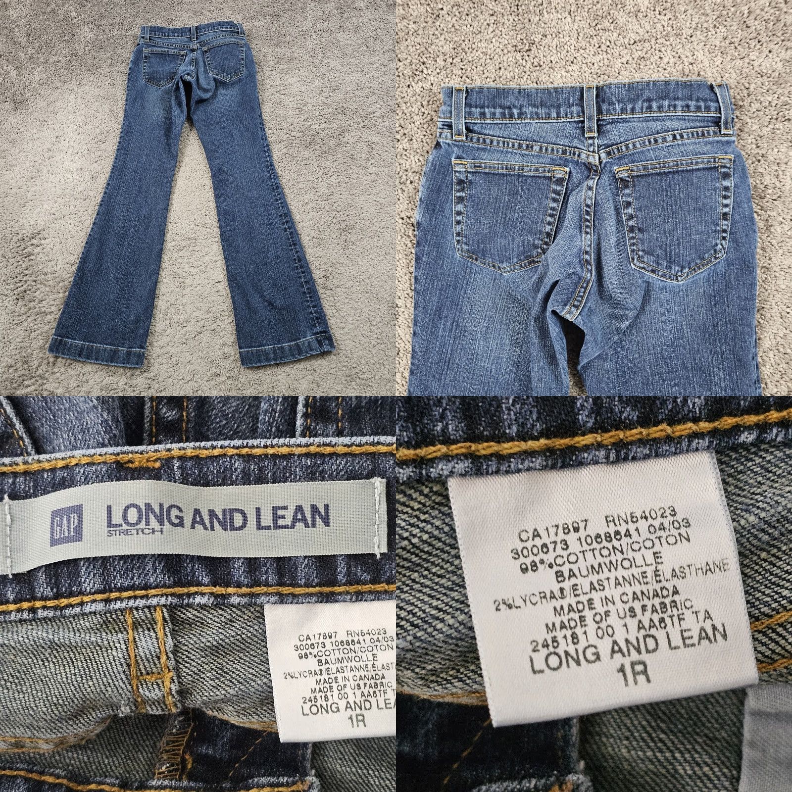 Gap GAP Jeans Womens Flared Low Rise Dark Wash Stretch Denim 26x31 Jeans 1R Regular Blue Canada Women Size 25" / US 0 / IT 36 - 8 Thumbnail