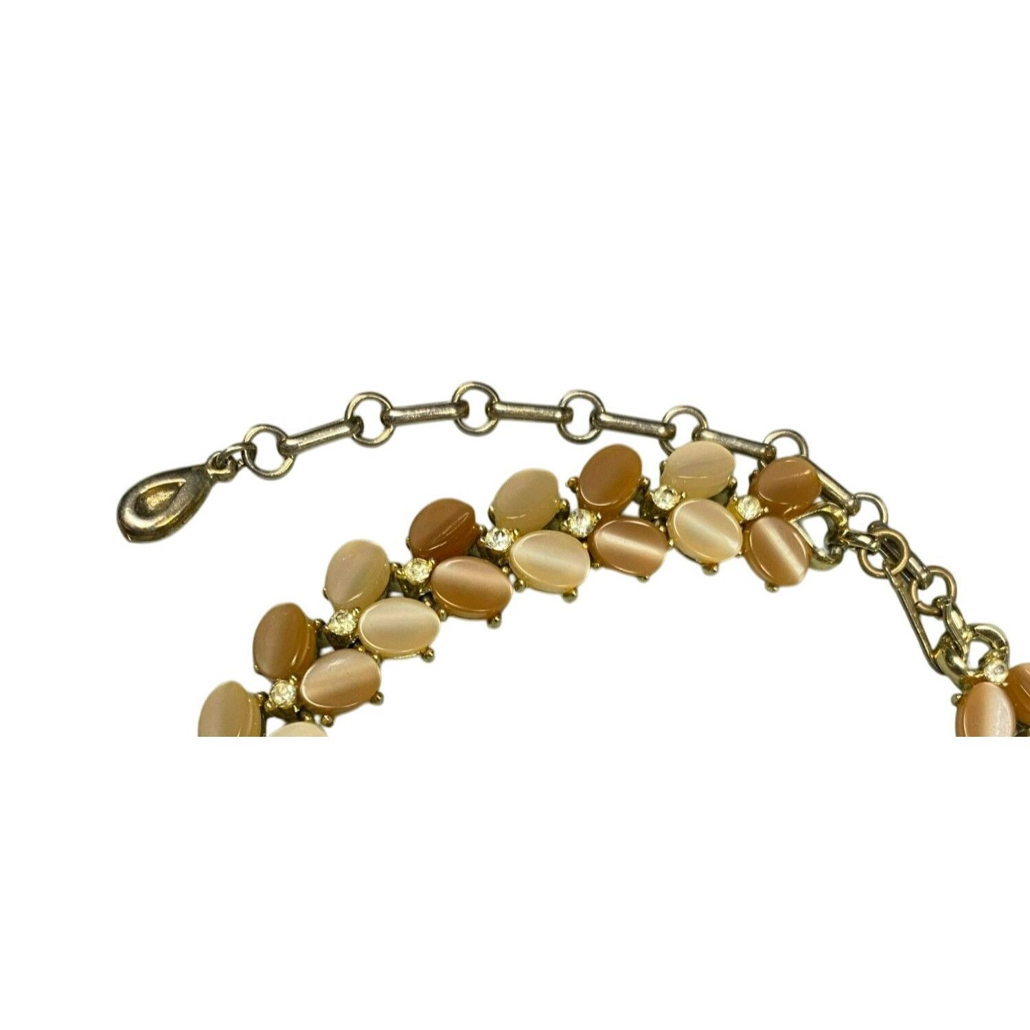 Other Vintage Signed Lisner Brown Cream Thermoset and Rhinestone C Size ONE SIZE - 4 Thumbnail