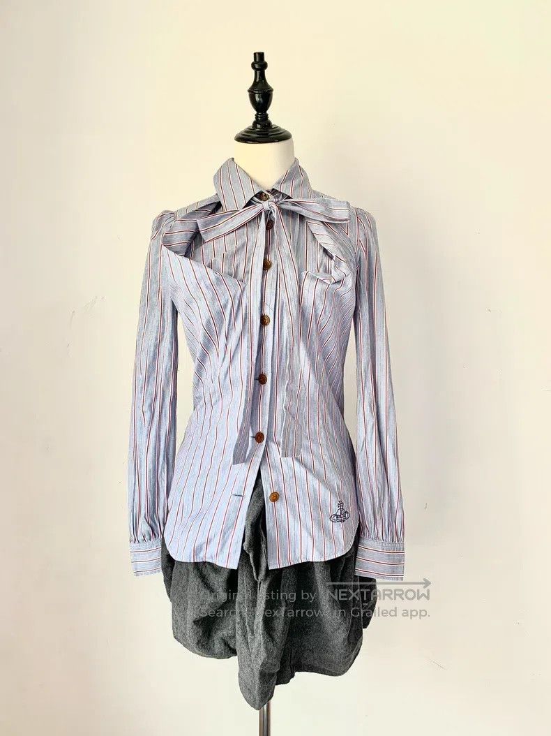 Vivienne Westwood Vivienne Westwood Blue Striped Shirt with Asymmetrical Cut Size M / US 6-8 / IT 42-44 - 3 Thumbnail