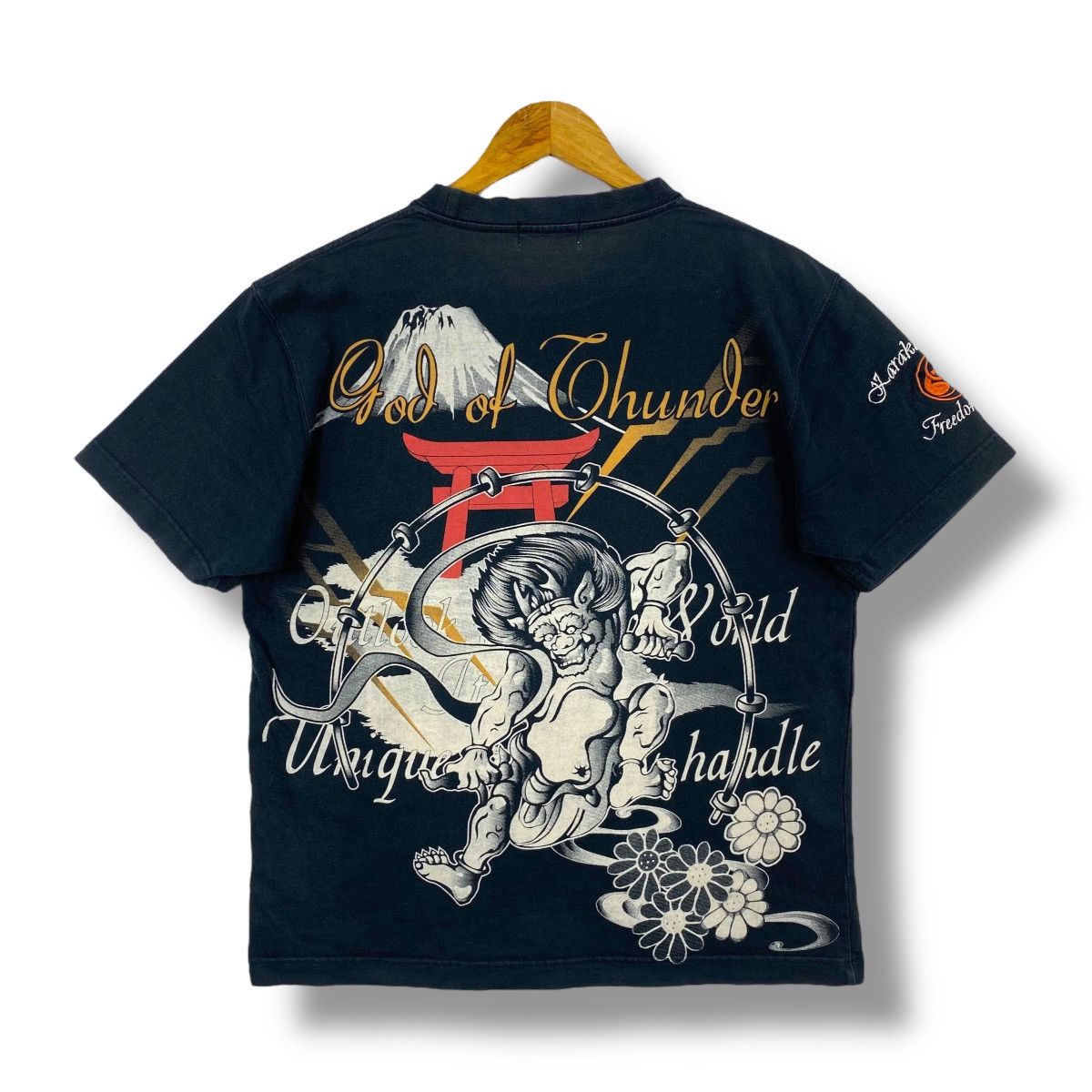 Japanese Brand KARAKURI TAMASHI God Of Thunder Japanese Oriental Tee Size US L / EU 52-54 / 3 - 1 Thumbnail