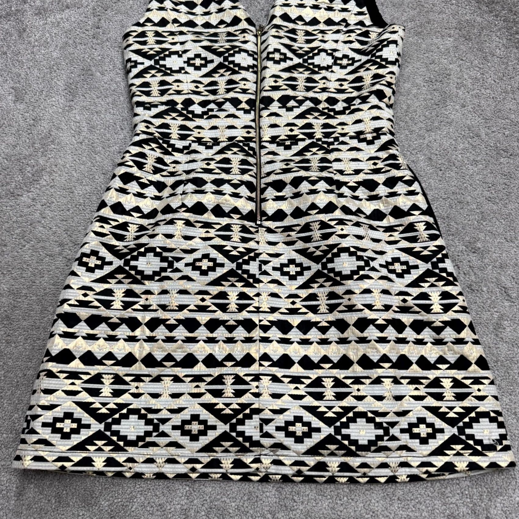 Vintage VINTAGE not FRNCH Paris Geometric Aztec Mini Shift Dress Womens Large Gold Black Sleeveless Size L / US 10 / IT 46 - 3 Thumbnail