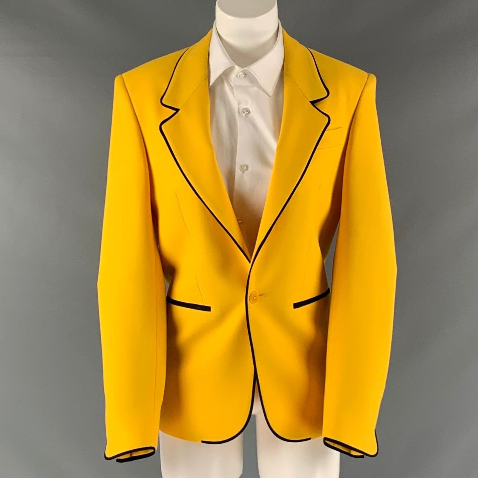 Random Identities Size 36 Regular Yellow Black Solid Sport Coat Size 36R - 1 Thumbnail