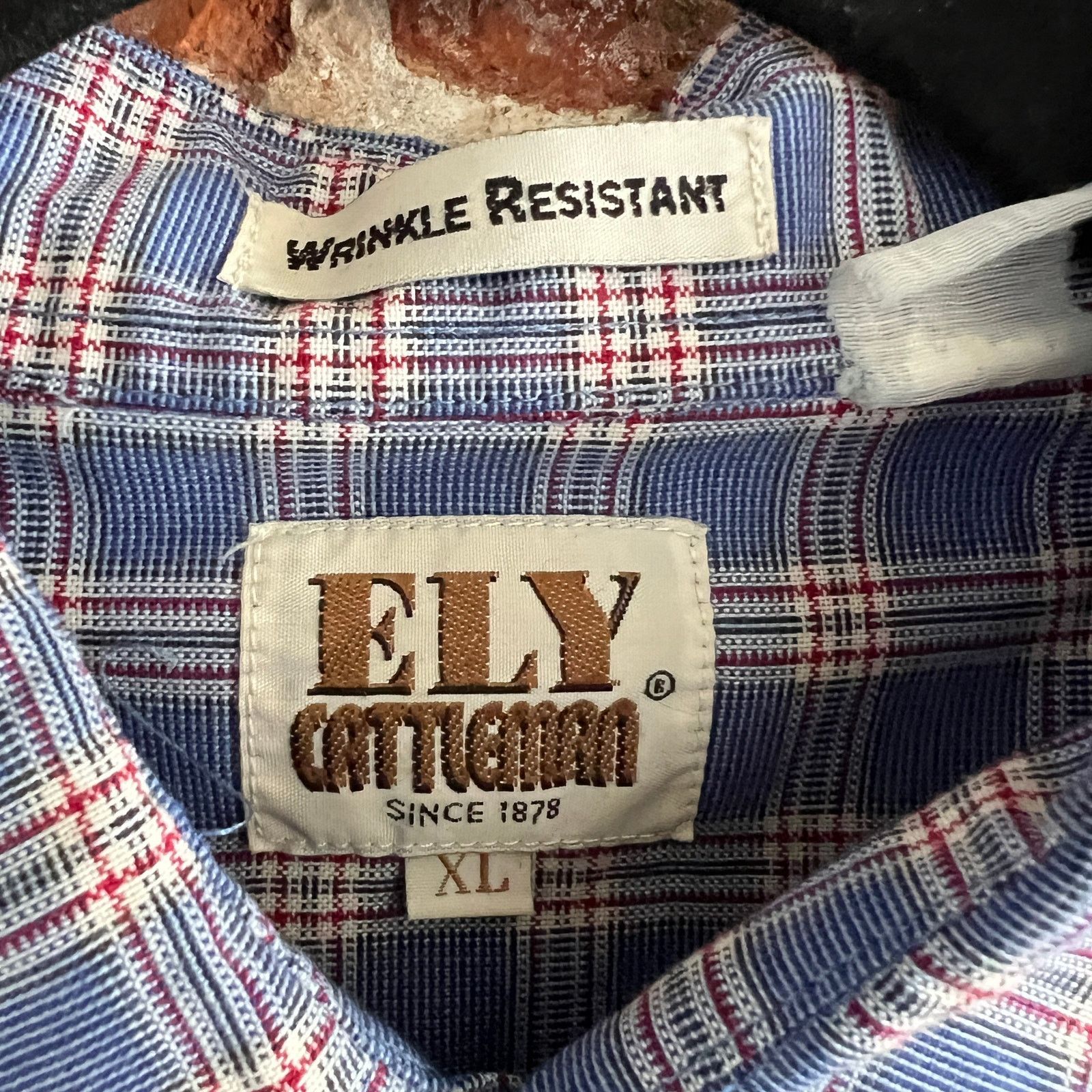 Vintage Ely Cattlemqn Men's Blue Plaid Pearl Snap Shirt XL 25x31 Size US XL / EU 56 / 4 - 4 Thumbnail