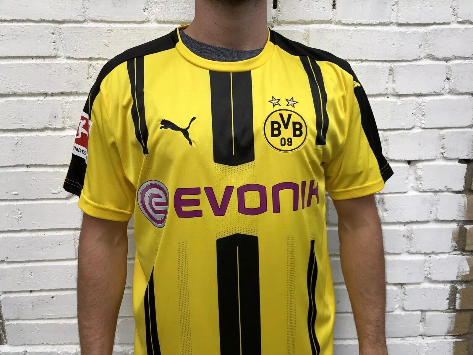 Puma BORUSSIA DORTMUND 2016 2017 HOME FOOTBALL JERSEY LARSEN Size US XL / EU 56 / 4 - 3 Thumbnail