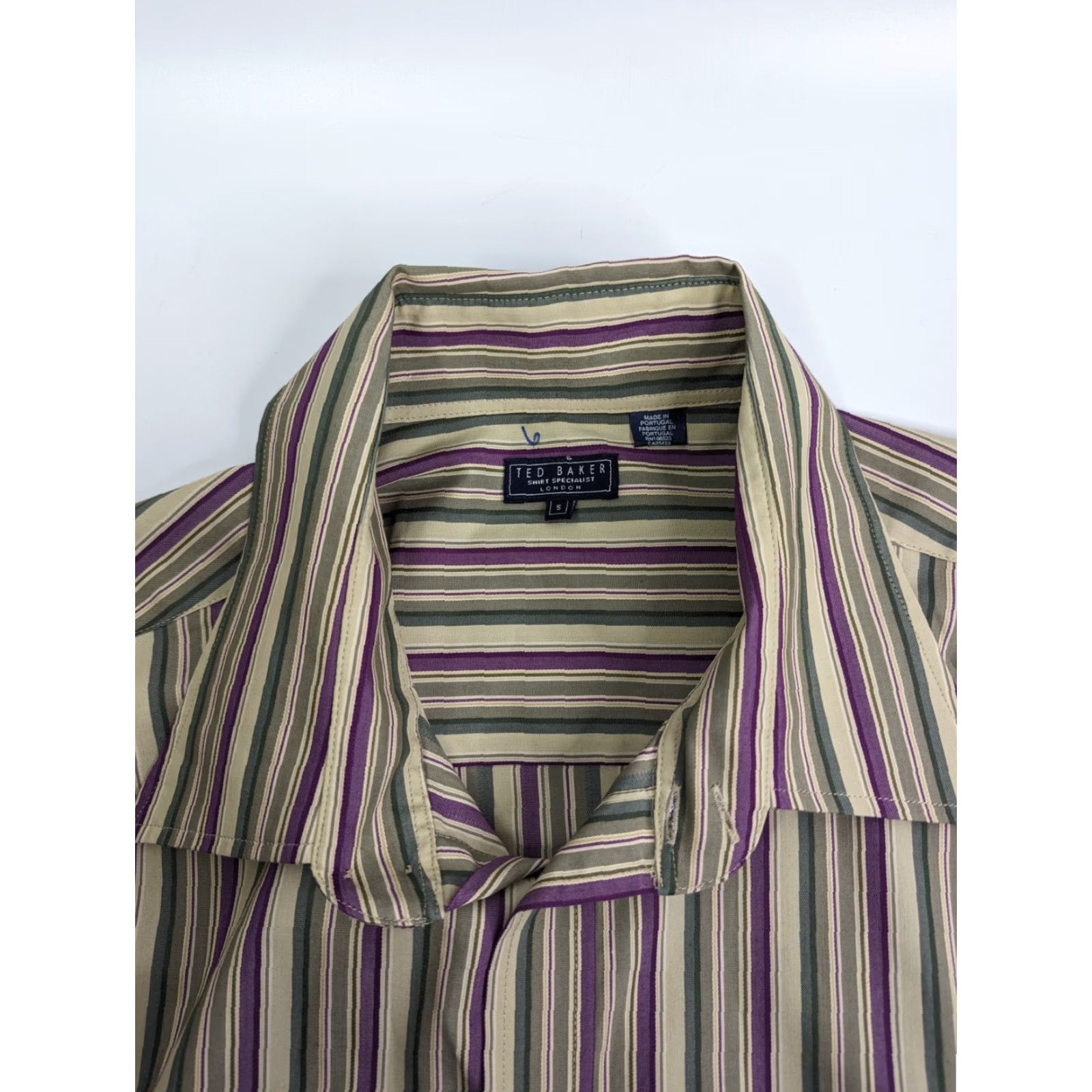 Ted Baker Ted Baker Specialist London Men's Shirt Button-Up Long Sleeve Striped Size 5 Multicolor Cotton Size US S / EU 44-46 / 1 - 7 Thumbnail