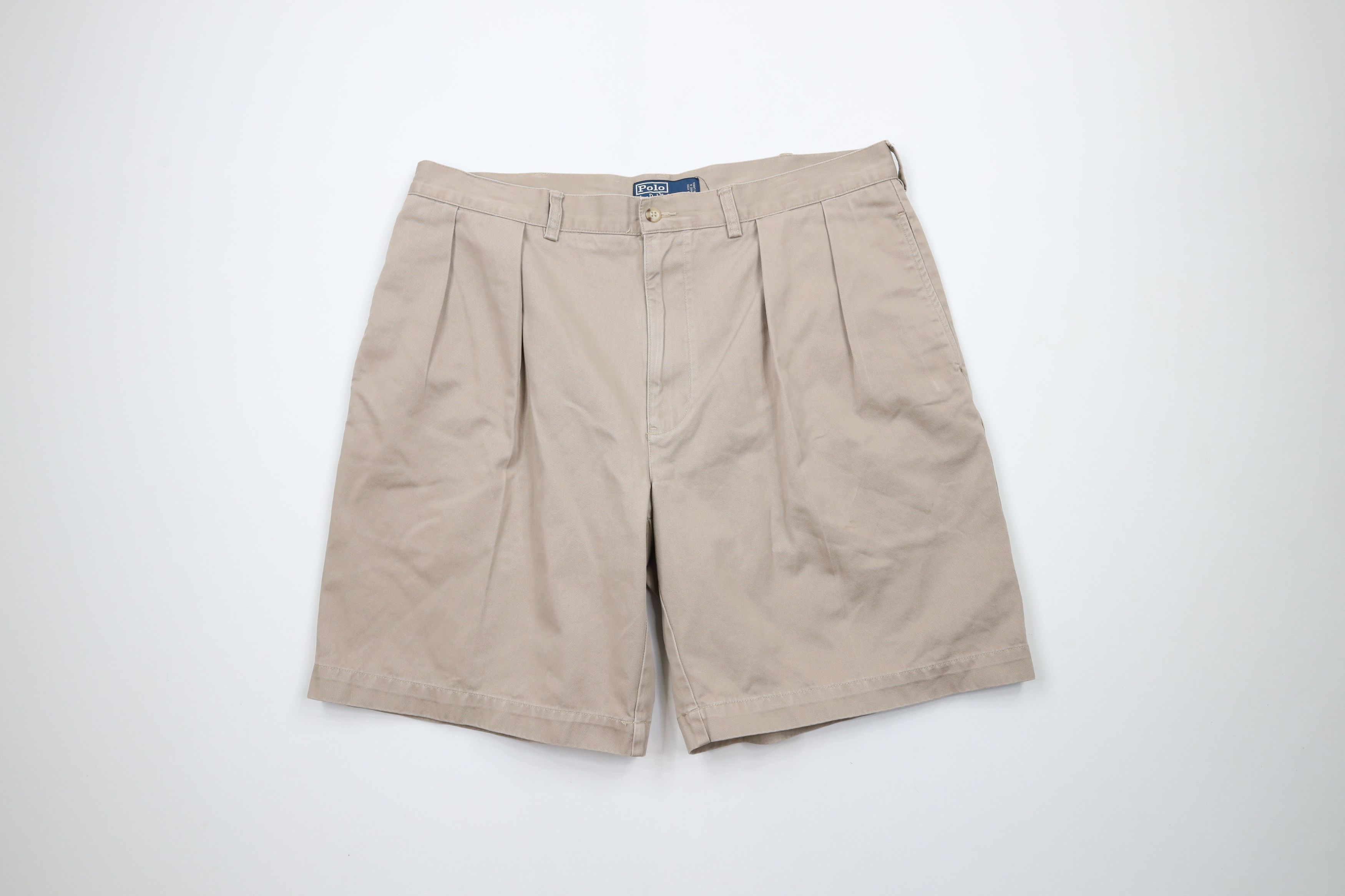 Ralph Lauren × Vintage Vintage 90s Ralph Lauren Above Knee Chino Shorts Beige Size US 38 / EU 54 - 1 Thumbnail