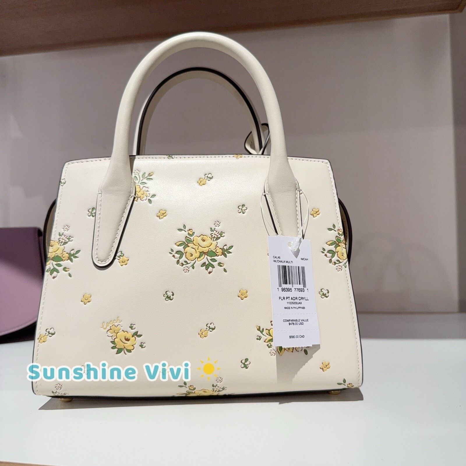 Coach NWT COACH Andrea Carryall Bag Floral CAL46 Gold/Chalk Multi Size ONE SIZE - 3 Thumbnail