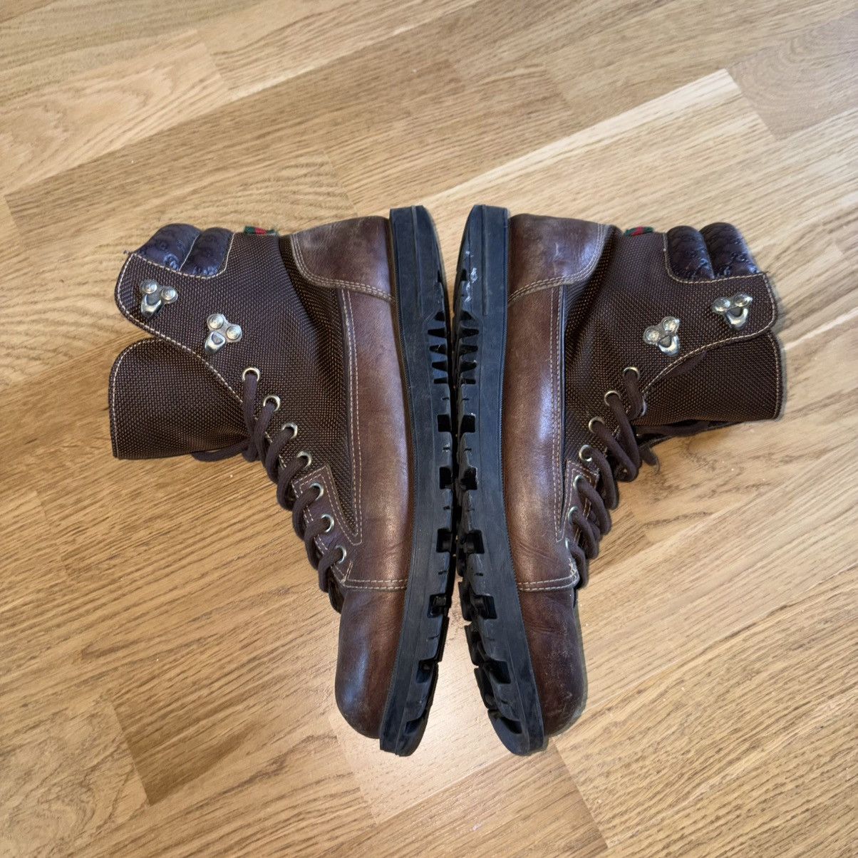 Gucci Vintage Brown Gucci Monogram Hiking Boots Size UK7.5 Size US 9 / EU 42 - 3 Thumbnail