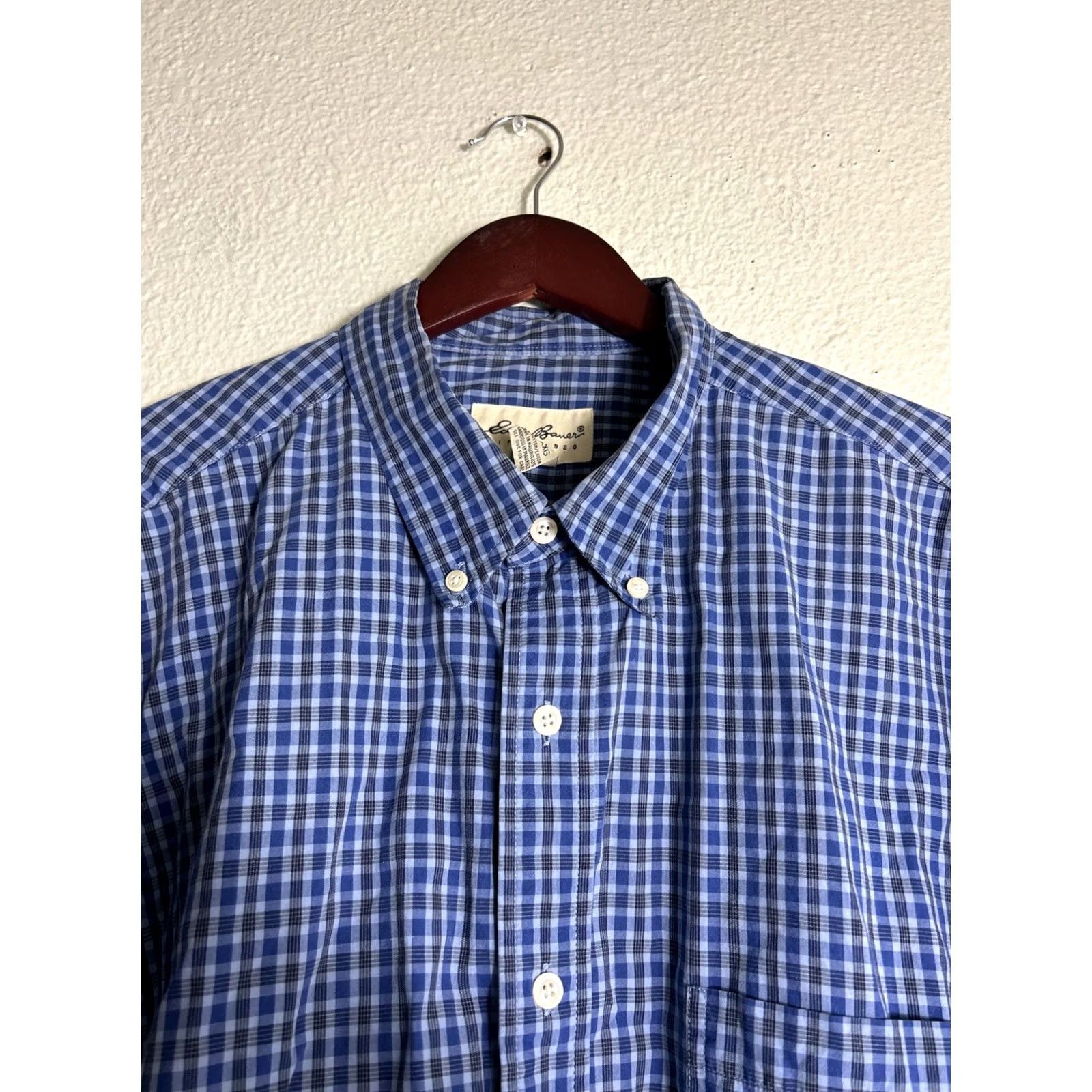 Eddie Bauer Eddie Bauer Mens Button-Up Shirt Plaid Checkered Cotton Blue 2XL Long Sleeve Size US XXL / EU 58 / 5 - 3 Thumbnail