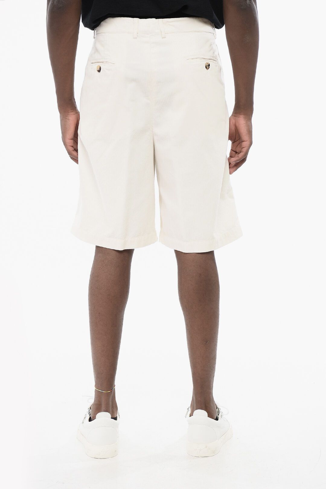 Brunello Cucinelli og1mm0825 Corduroy Chinos Short in White Size US 40 / EU 56 - 4 Thumbnail