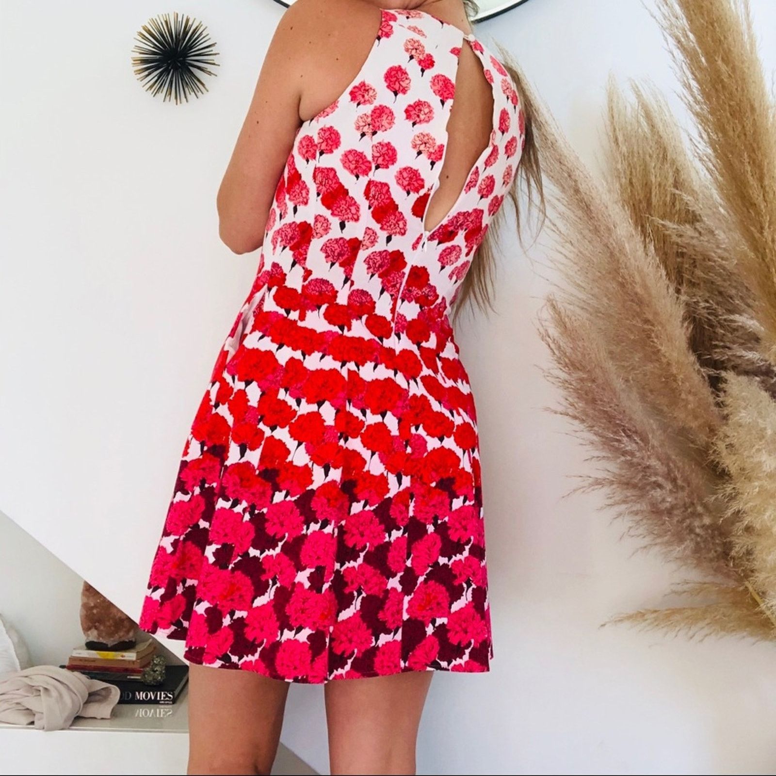 NEW YORK & CO White Pink Floral Tank Cutout Open Midi Dress