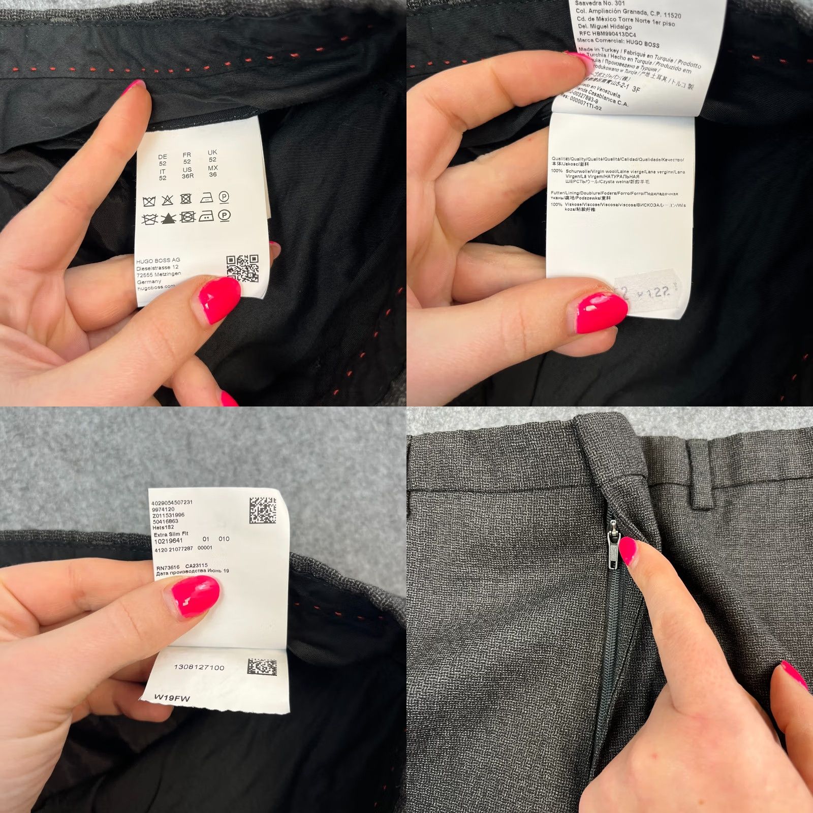 Hugo Boss Hugo Boss Mens Dress Pants Chino Trousers Slim Tapered Fit 34 Grey Wool Toughened Canvas Trousers 34 Mens Dress Pants Slim Tapered Grey Wool Size US 34 / EU 50 - 8 Thumbnail