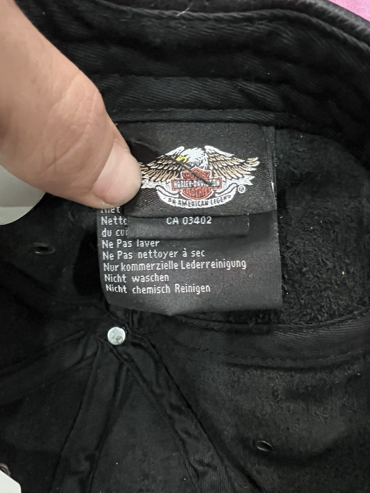 Harley Davidson Harley Davidson HAT Mens Black Leather Moto Adjustable Size ONE SIZE - 2 Thumbnail