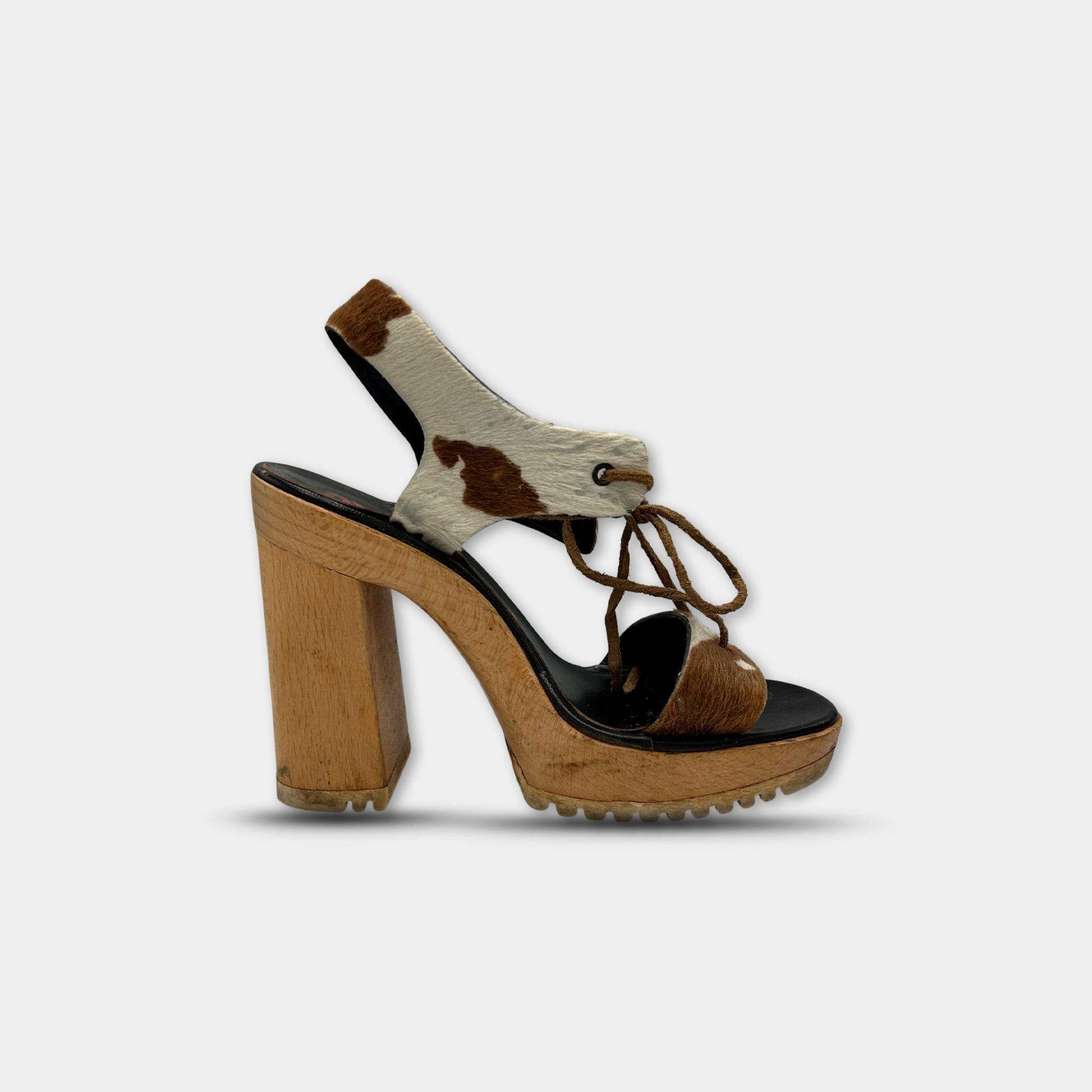 Miu Miu Miu Miu SS98 Cow Pony Fur Block Heel Sandals. Size US 8 / IT 38 - 7 Thumbnail