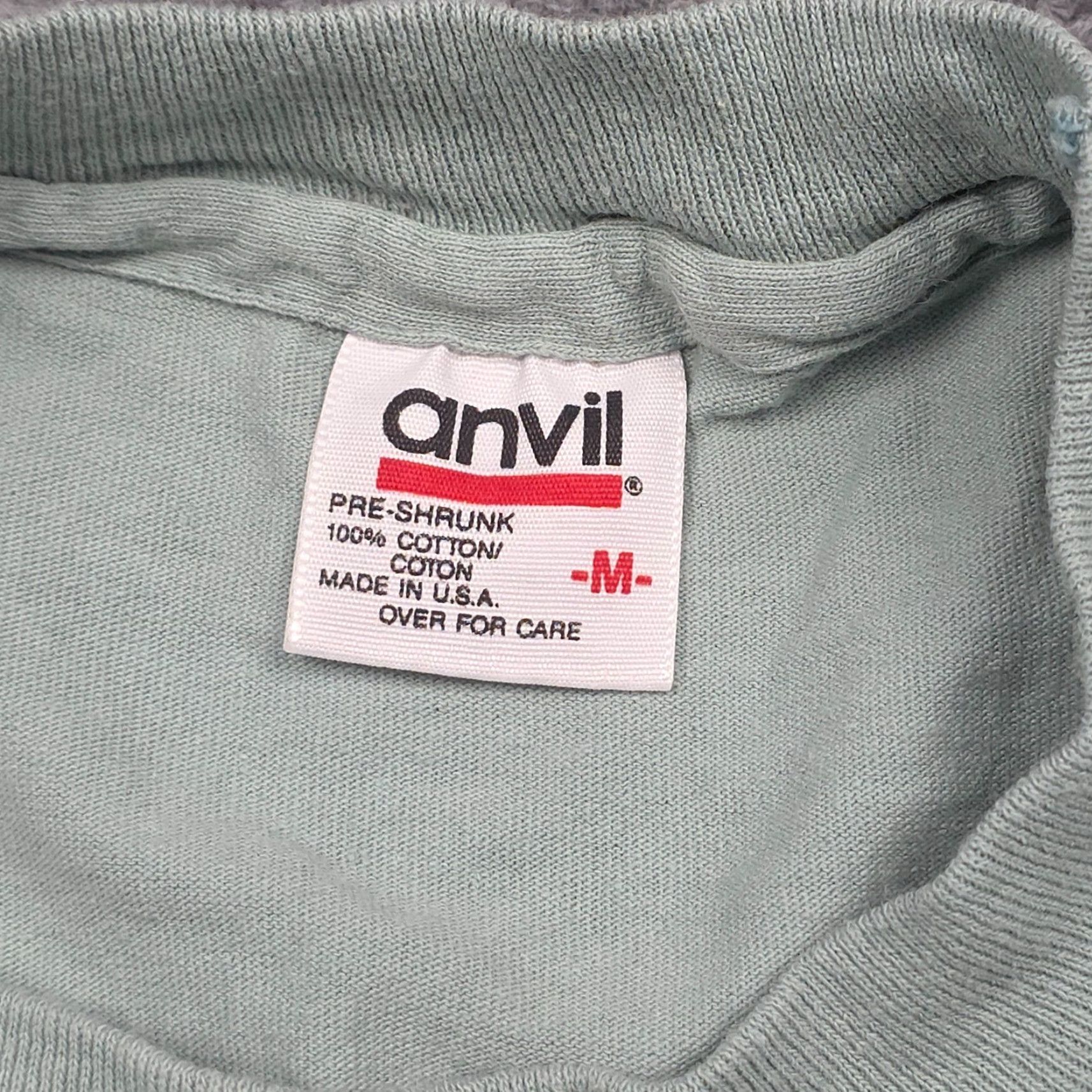 Anvil VINTAGE Anvil Recycle T-Shirt Women's Medium Green Graphic USA 80s 90s Single Stitch Crew Neck Short Sleeve CottonEmbroidery Button Mens? Size M / US 6-8 / IT 42-44 - 5 Thumbnail