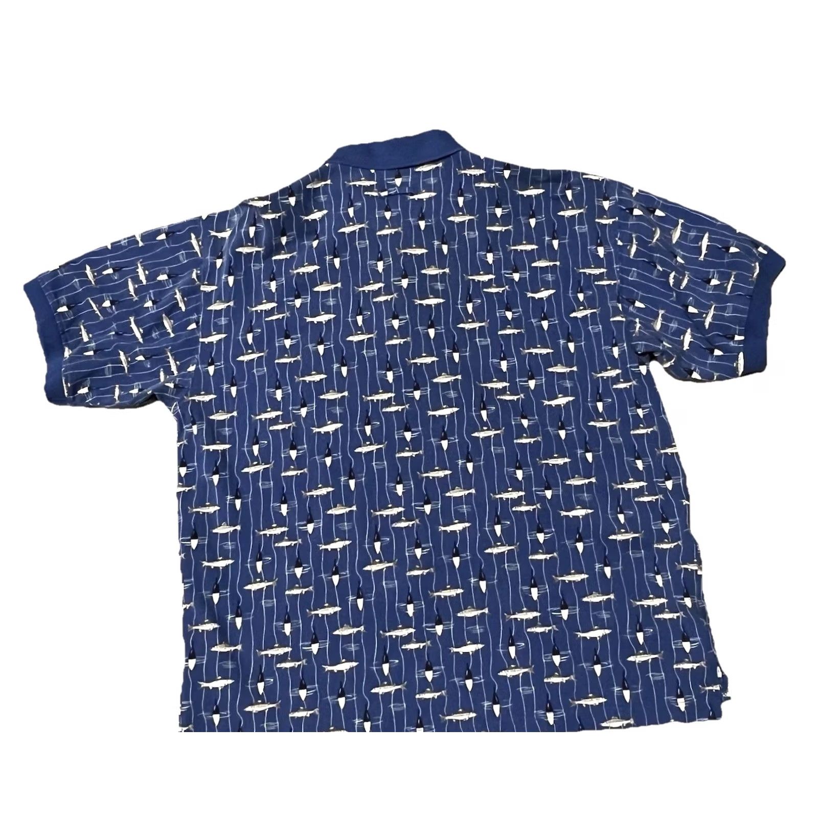 Vintage Columbia Polo Shirt Men’s Large Blue Fish Print Golf Outdoor Casual Shirt Short Sleeve Knit Cotton 100% Classic Fit Button Closure Size US L / EU 52-54 / 3 - 7 Thumbnail
