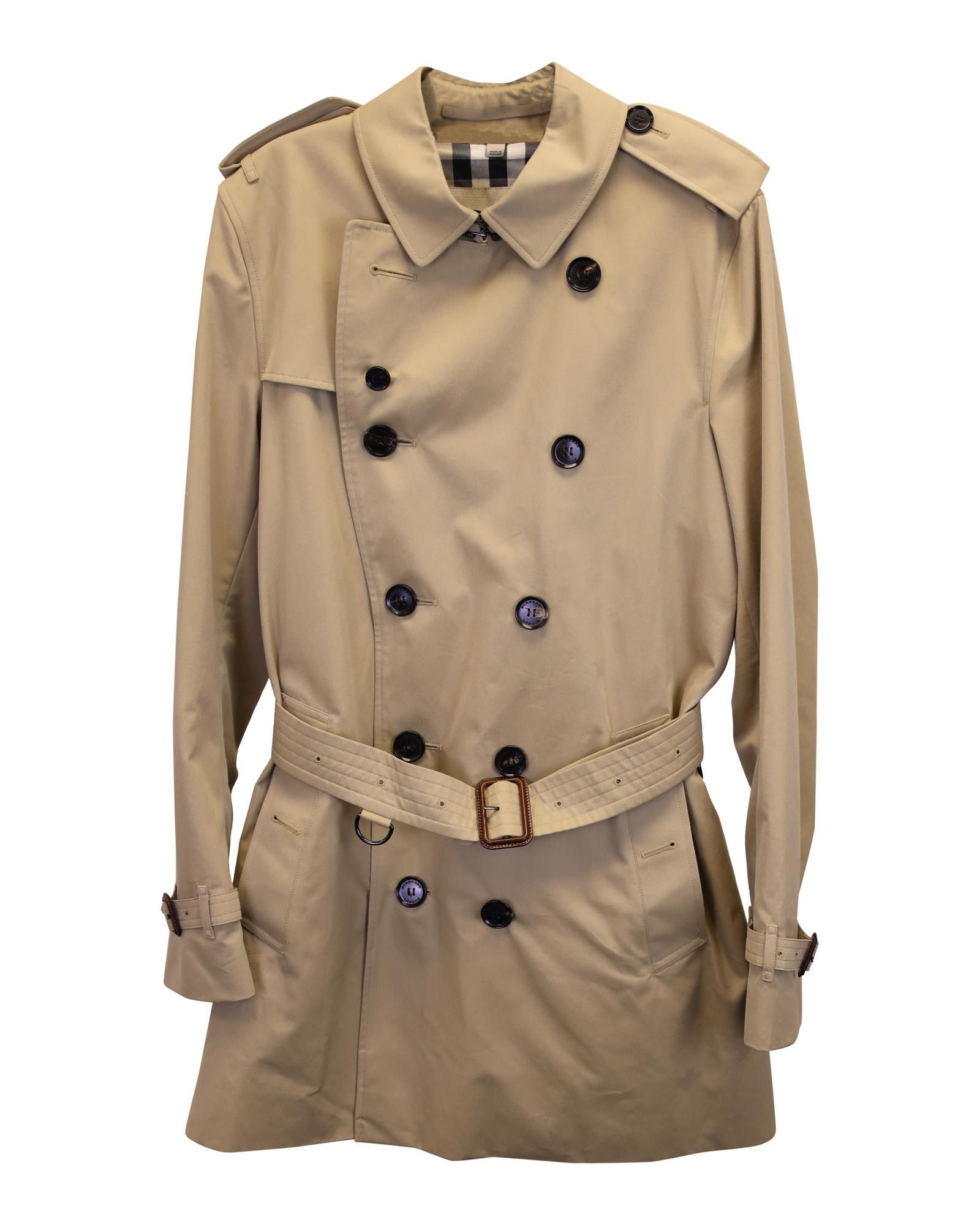 image of Burberry Heritage Beige Cotton Trench Coat, Men's (Size Medium)