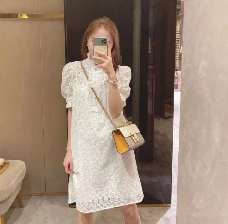 Gucci White old money-style lace dress