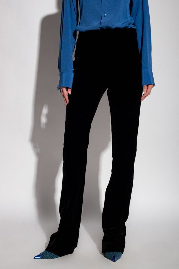 Saint Laurent Paris o1s1wg110924 Straight-Leg Pants in Velvet in Black Size 26" / US 2 / IT 38 - 3 Thumbnail