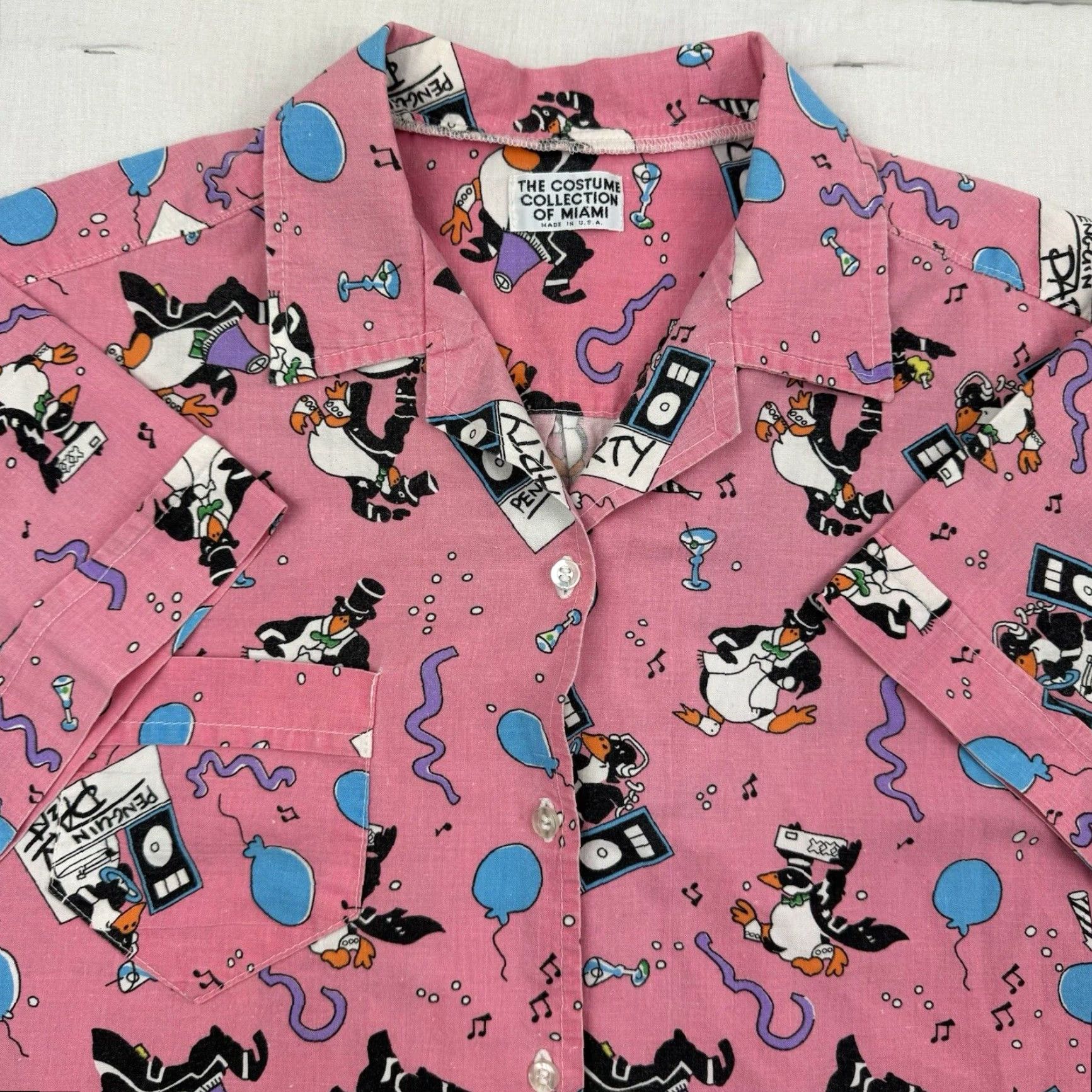 Pinko VINTAGE The Costume Collection Of Miami Button Up Shirt Womens Large Pink Graphic Funny 90s Size L / US 10 / IT 46 - 2 Thumbnail