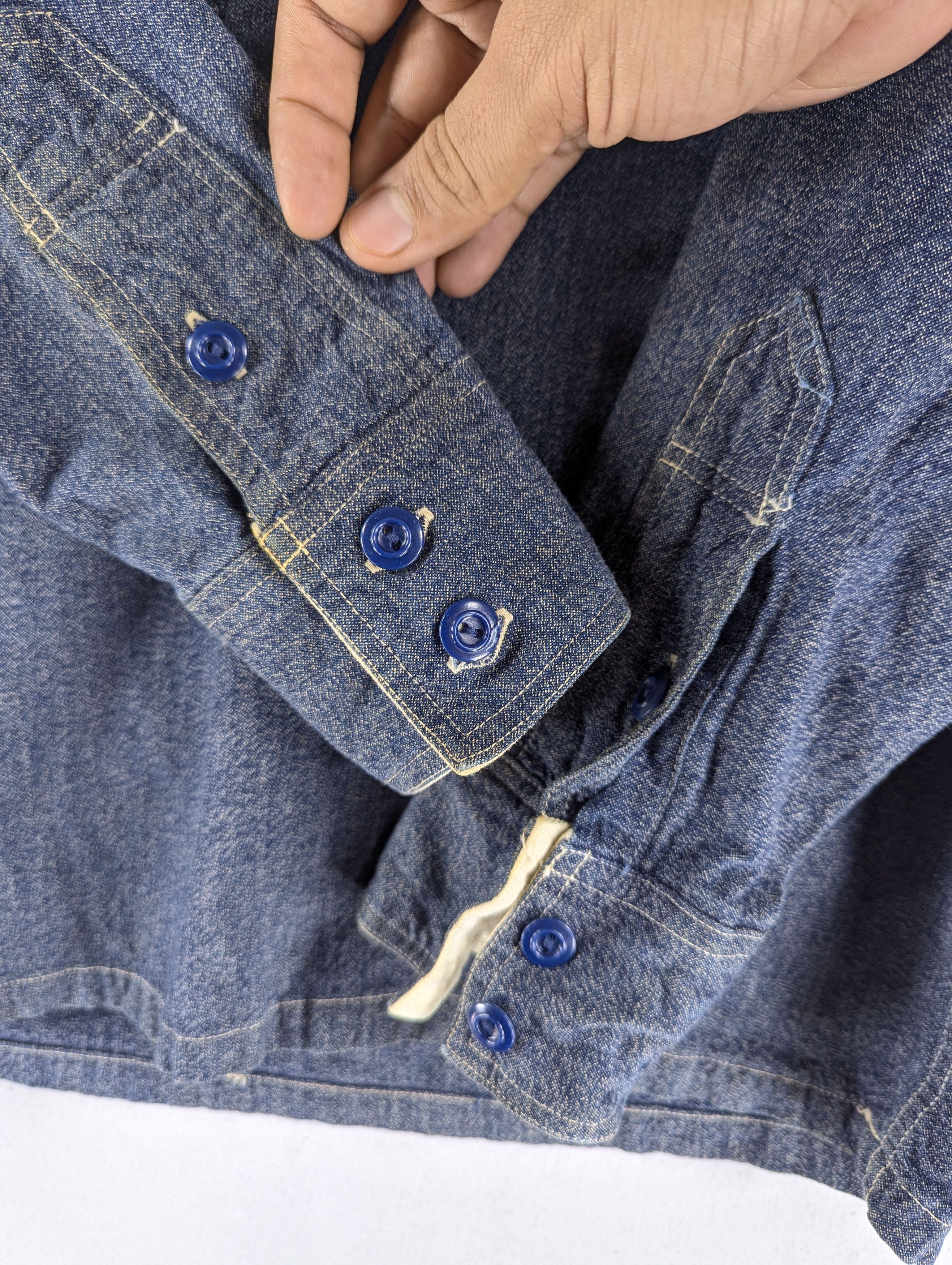 Sugar Cane Sugar Cane Men's Long Sleeve Pullover Work Denim Shirt Size US M / EU 48-50 / 2 - 7 Thumbnail