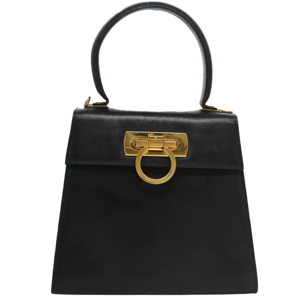 Salvatore Ferragamo Gancini Black Leather Handbag (Pre-Owned) Size ONE SIZE - 1 Thumbnail
