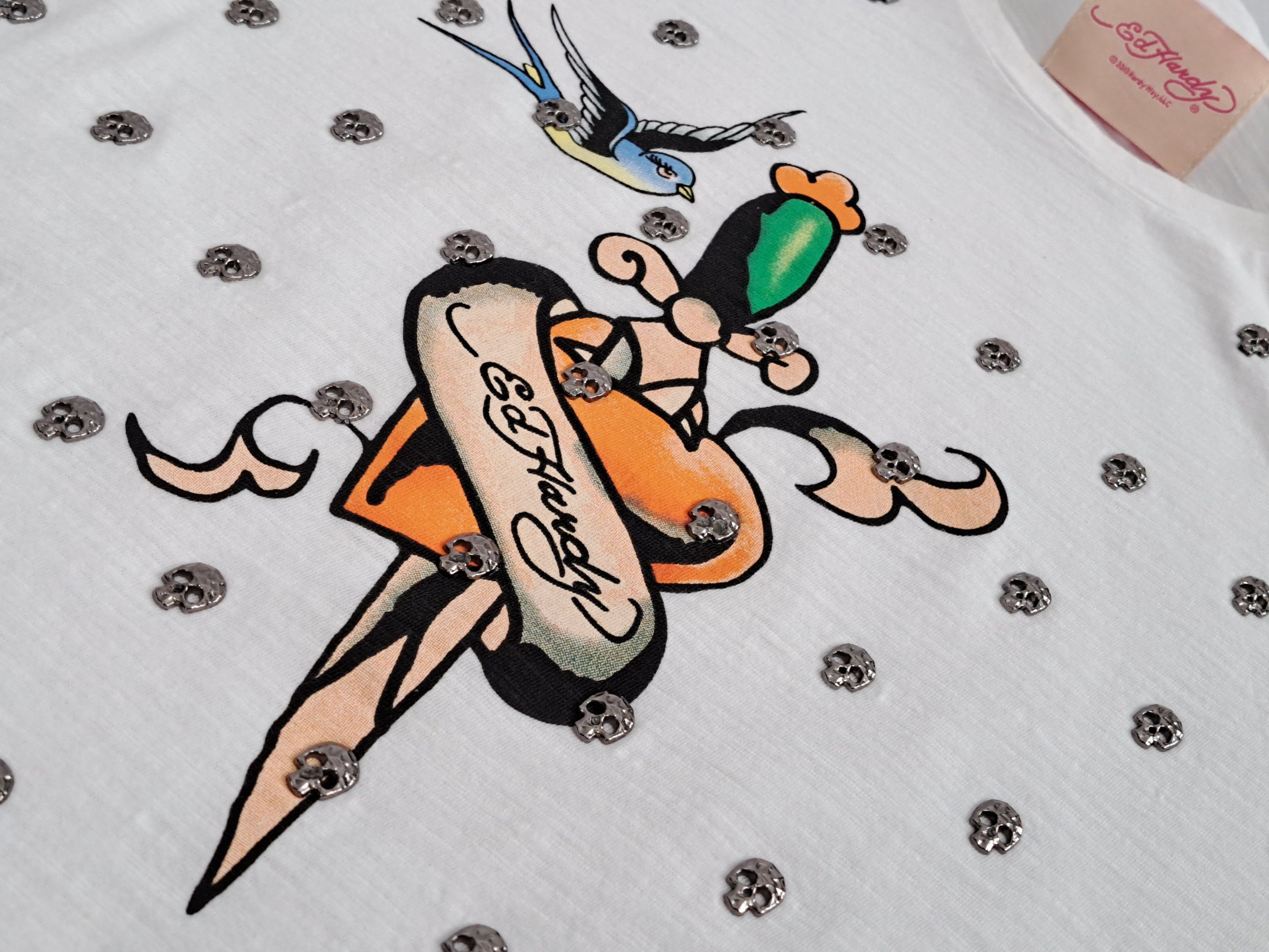 Ed Hardy ED HARDY t-shirt with embroidery and metal skulls. Size M / US 6-8 / IT 42-44 - 8 Thumbnail