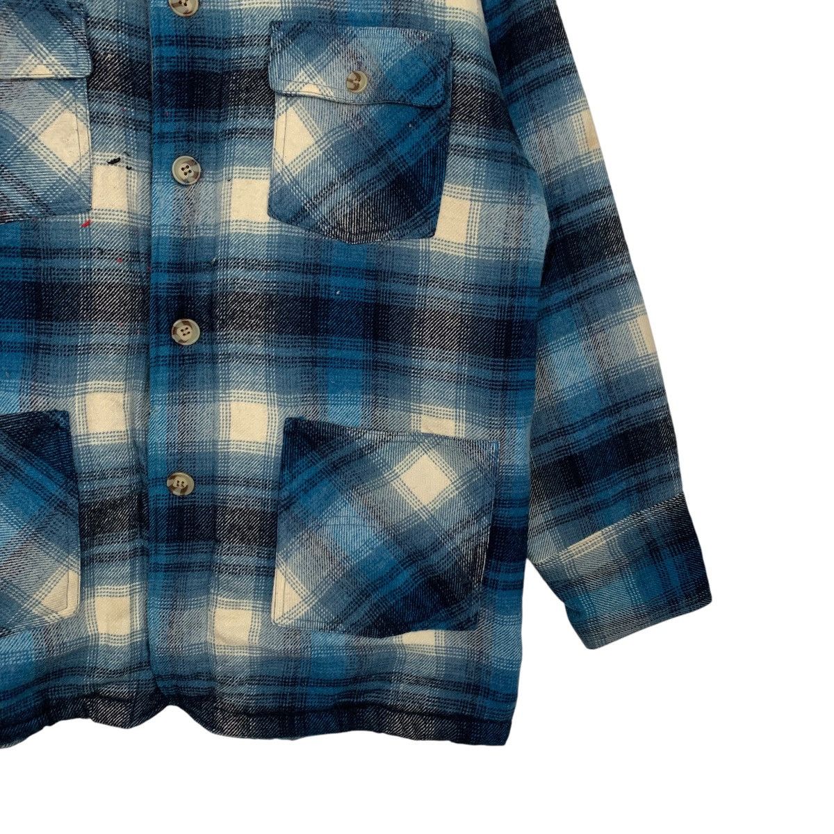Flannel Vintage 90s AXMAN'S Shadow Plaid Fleece Flannel #2701-C121 Size US L / EU 52-54 / 3 - 4 Thumbnail