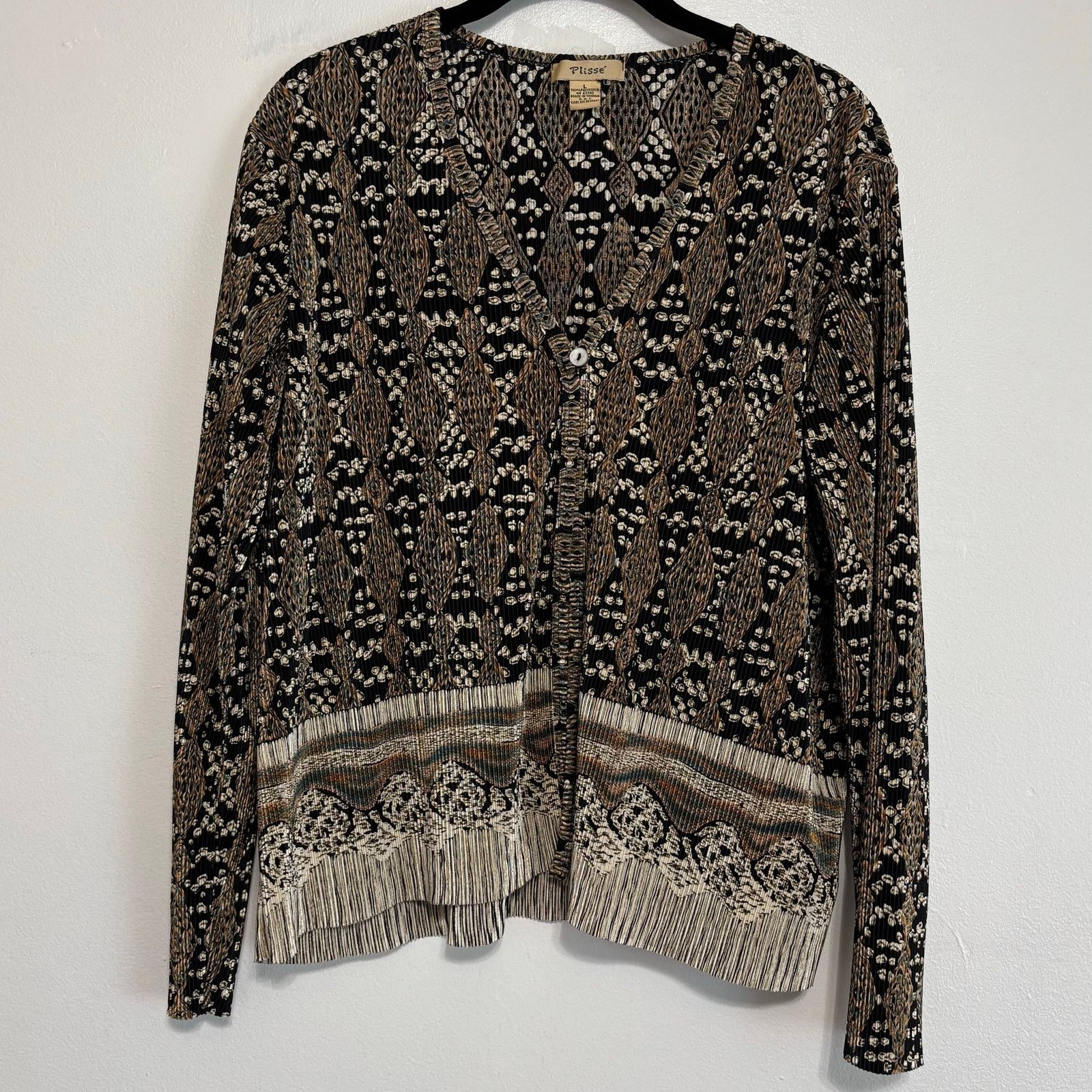 Other Plisse Accordion Pleat Abstract Single Button Cardigan Large Size L / US 10 / IT 46 - 1 Thumbnail