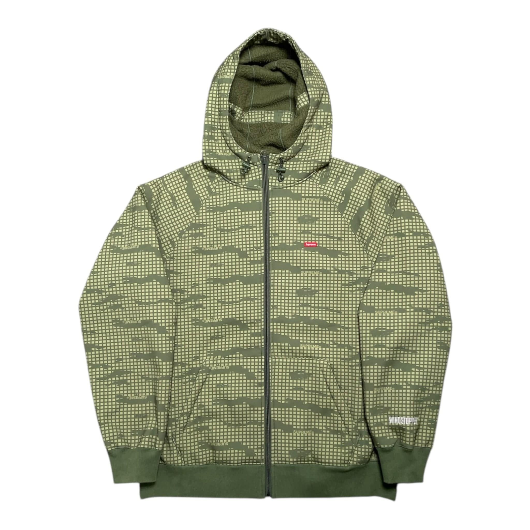 Supreme WINDSTOPPER Zip Up Hooded Sweatshirt (FW21) Olive Grid Camo Size US L / EU 52-54 / 3 - 1 Thumbnail