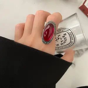 Other Vintage Red Garnet Stone Ring Size ONE SIZE - 1 Thumbnail