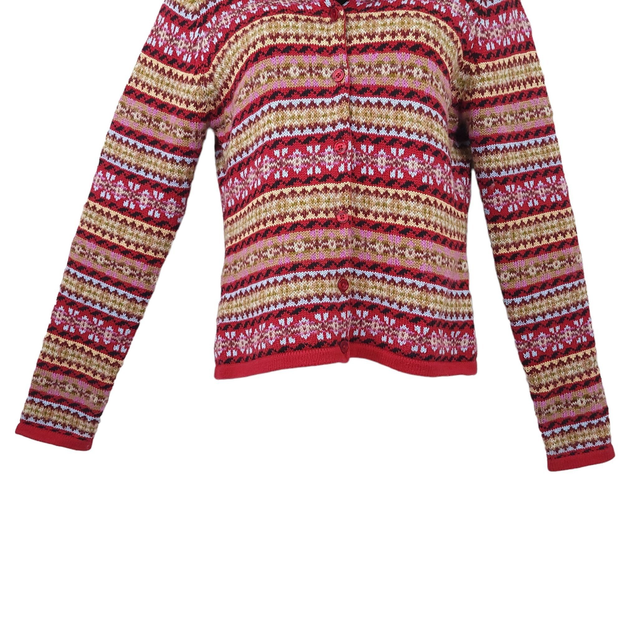 Other Harolds Fair Isle Cardigan Sweater S Vintage 90s Faux Fur Size S / US 4 / IT 40 - 6 Thumbnail