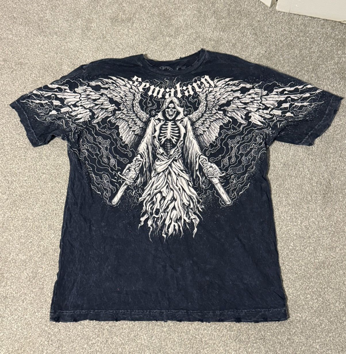 Affliction × Haunted Mound Affliction X Haunted Mound Distressed Angel Tee Size US XXL / EU 58 / 5 - 1 Thumbnail