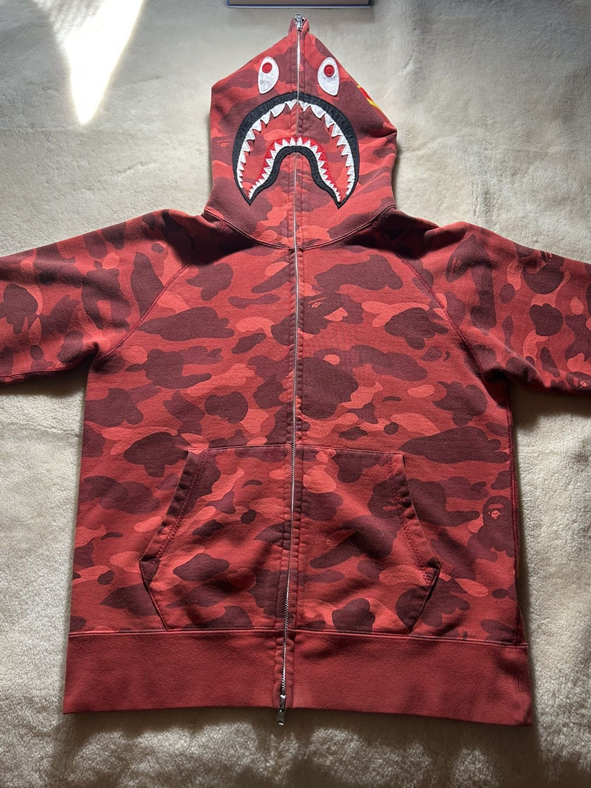 Bape BAPE PONR RED CAMO SHARK ZIP HOODIE MENS (M) Size US M / EU 48-50 / 2 - 2 Thumbnail