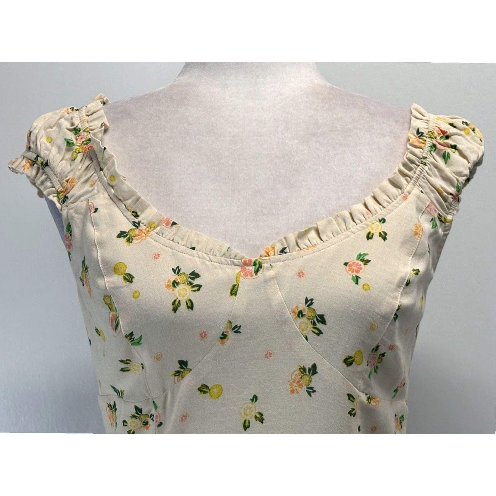 Free People Free People Mini Dress Small Extra Large Womens Citrus Print Linen Blend Size S / US 4 / IT 40 - 5 Thumbnail