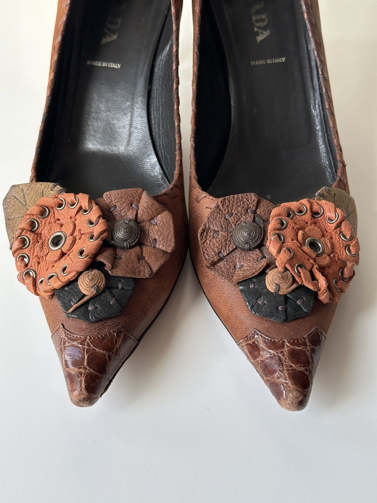 Prada PRADA Kitten Heels Grunge Brown Leather size 37 / US 7 Y2K Size US 7 / IT 37 - 3 Thumbnail