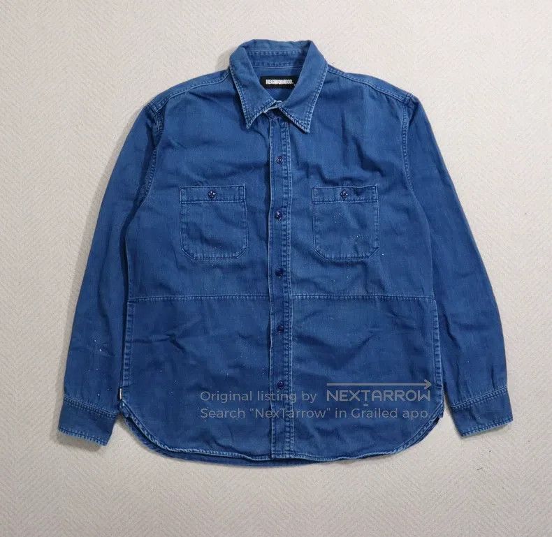 Neighborhood Neighborhood Indigo Dyed Denim Shirt Splatter Work Shirt J Size US L / EU 52-54 / 3 - 1 Thumbnail